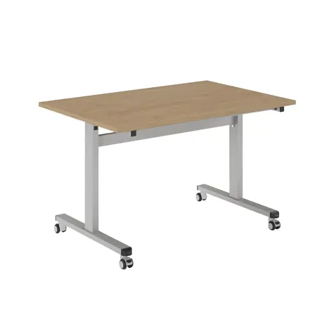 Pro Flip Rectangular Table - W1200 x D800 x H725mm - Silver Legs - Kendal Oak